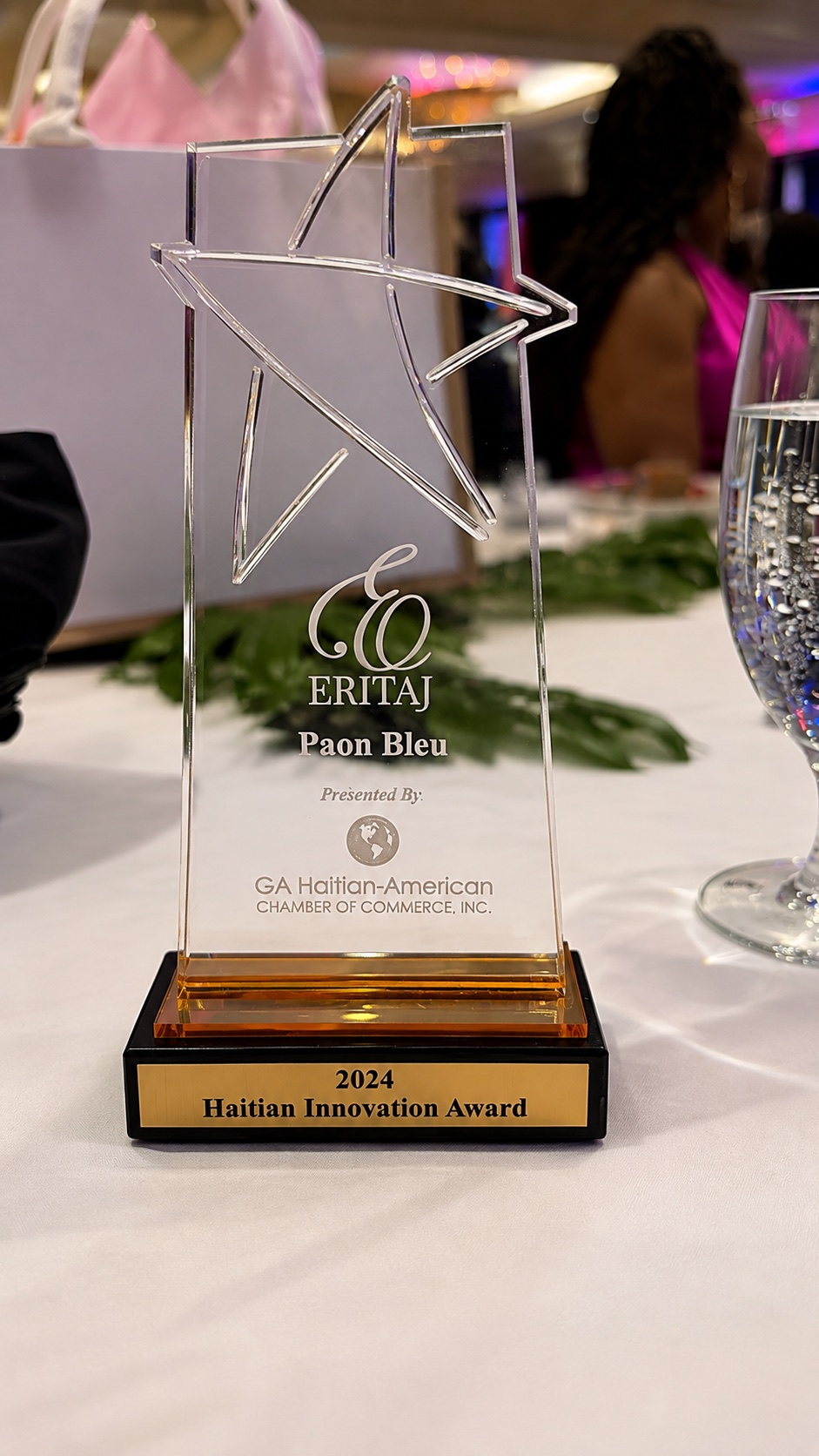 2024 Haitian Innovation Award presented to Paon Bleu by the Georgia Haitian-American Chamber of Commerce